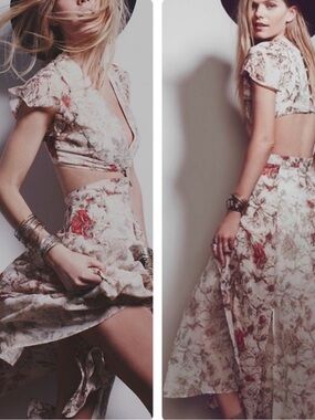Free People Jasper Floral Cutout Midi Dress